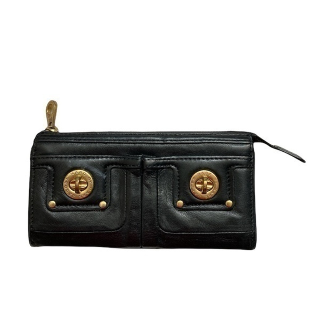 Marc by Marc Jacobs black leather turnlock wallet pouch